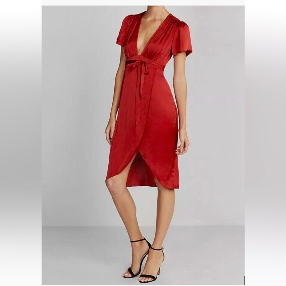 NWT, Express, Deep Front Plunging Wrap Midi Dress